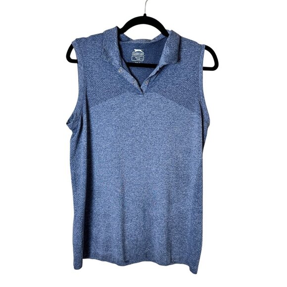 SLAZENGER GOLF Knit Mesh Sleeveless Polo Shit Top Size Large - Picture 1 of 7